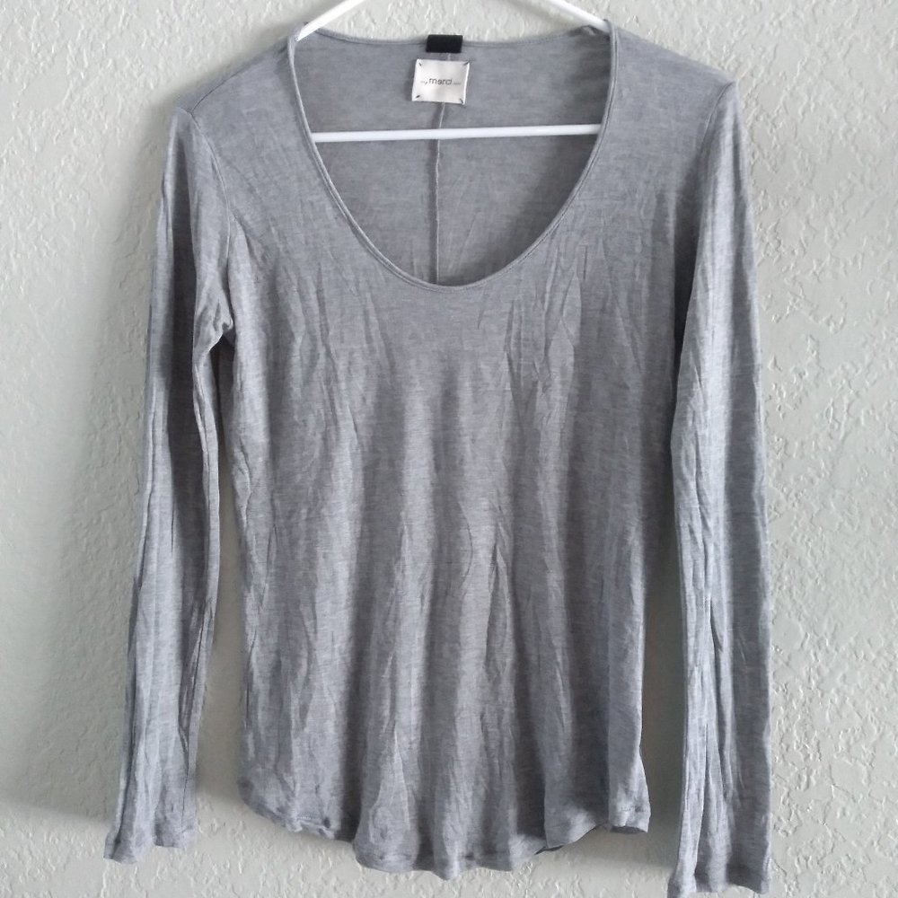 Merci Light Gray Long Sleeve Top Size S